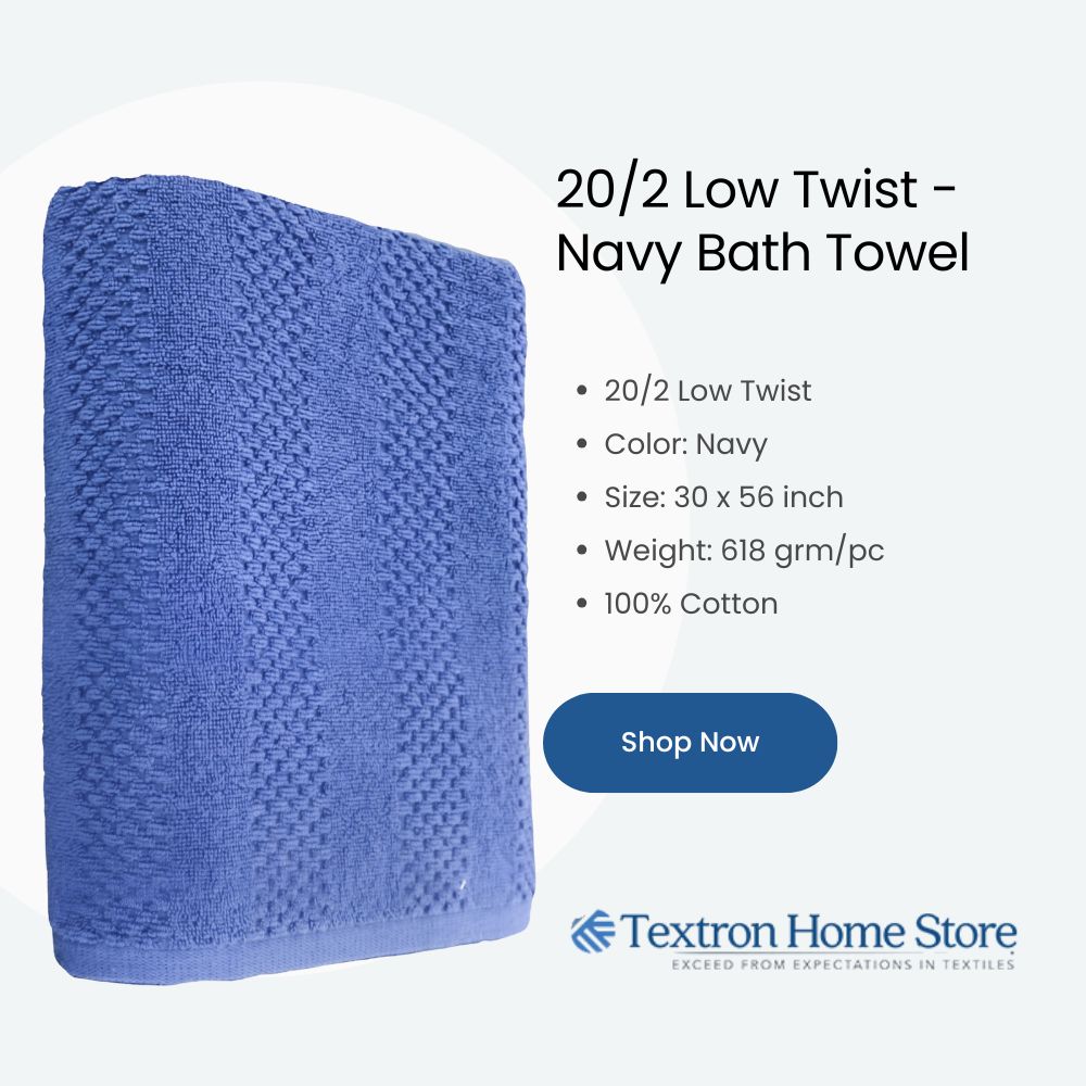 Luxury 20/2 Low Twist Navy Bath Towel