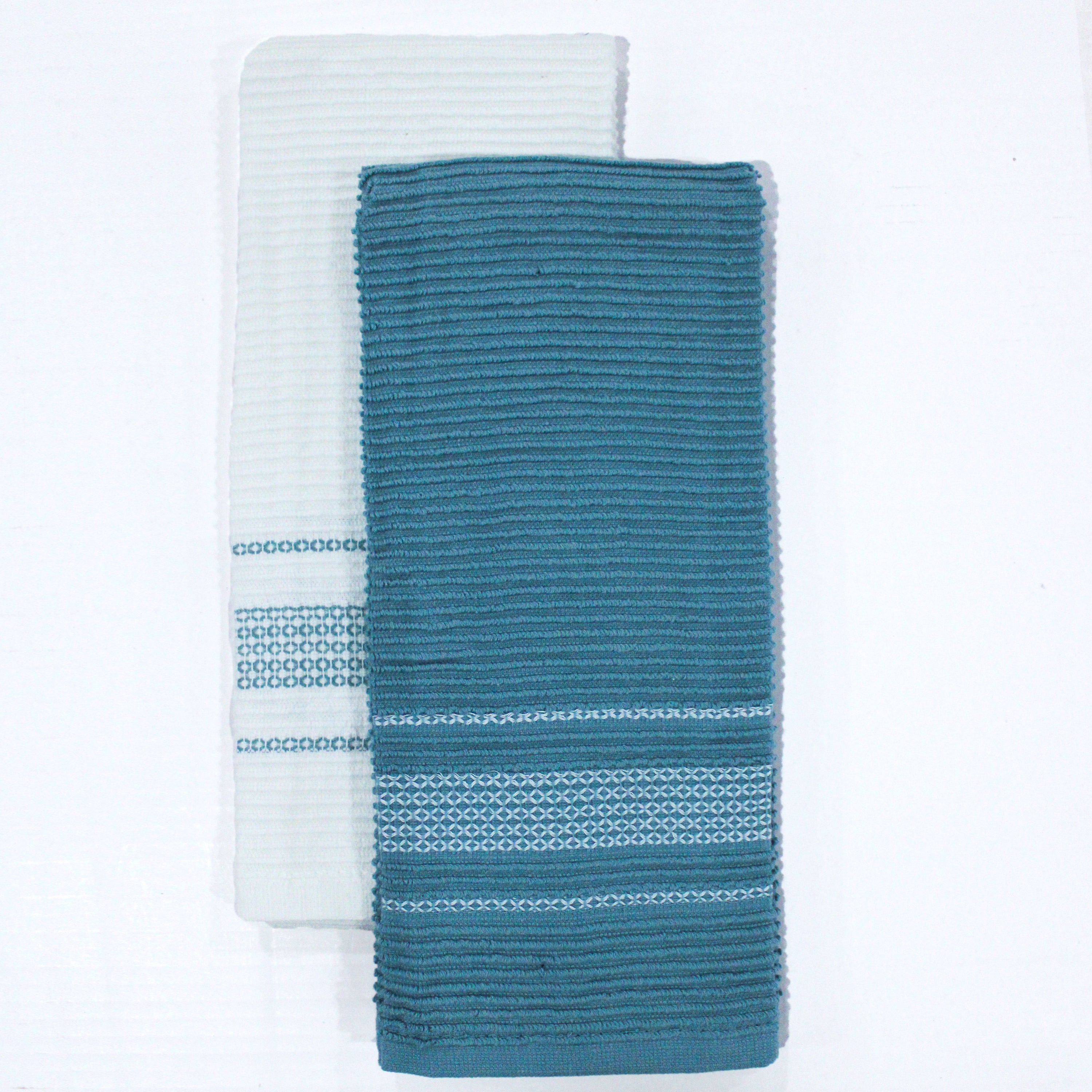 2 pack Horizontal Ribbed with Diamond Border Kitchen Towels