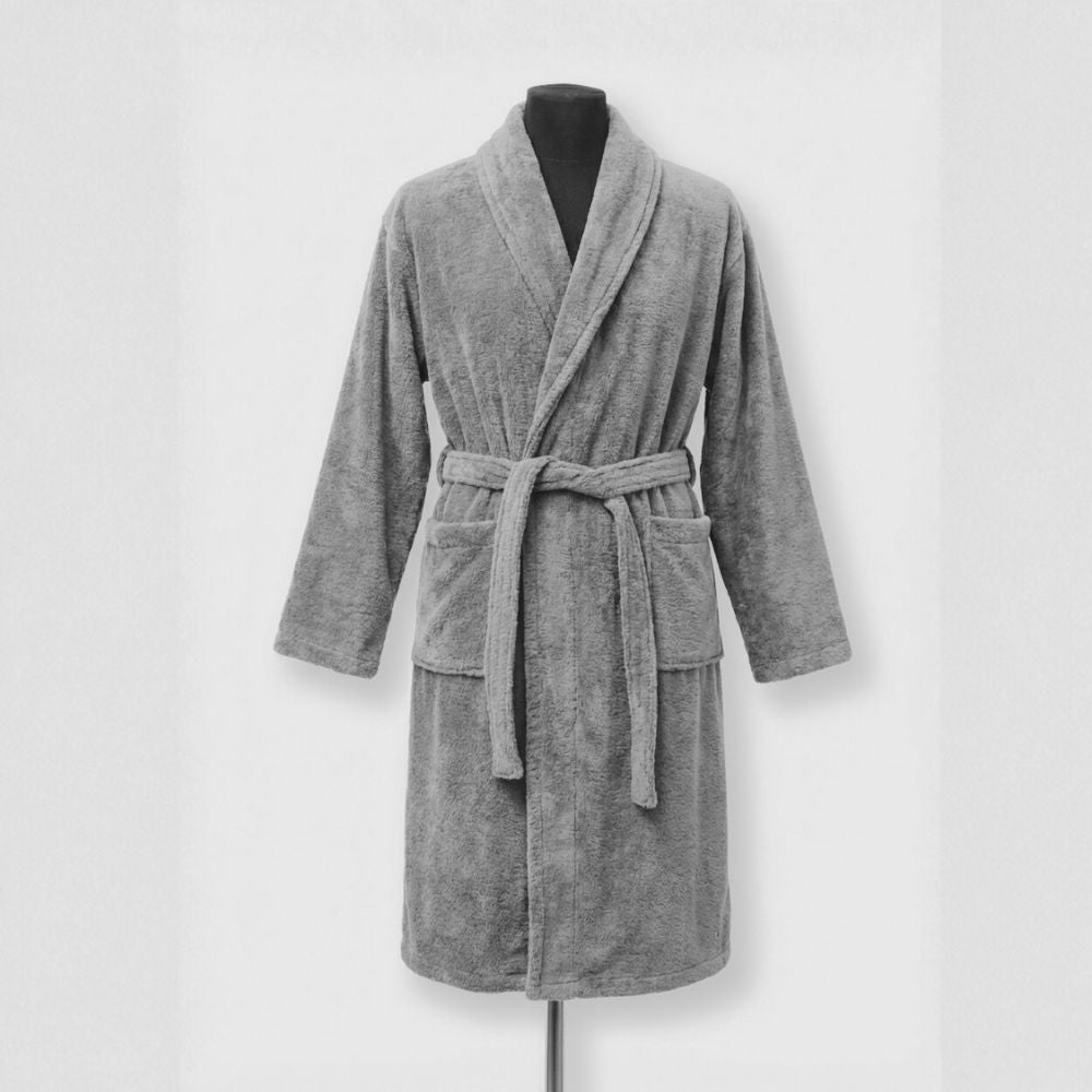 Luxury Adult Velour Bathrobe Gray