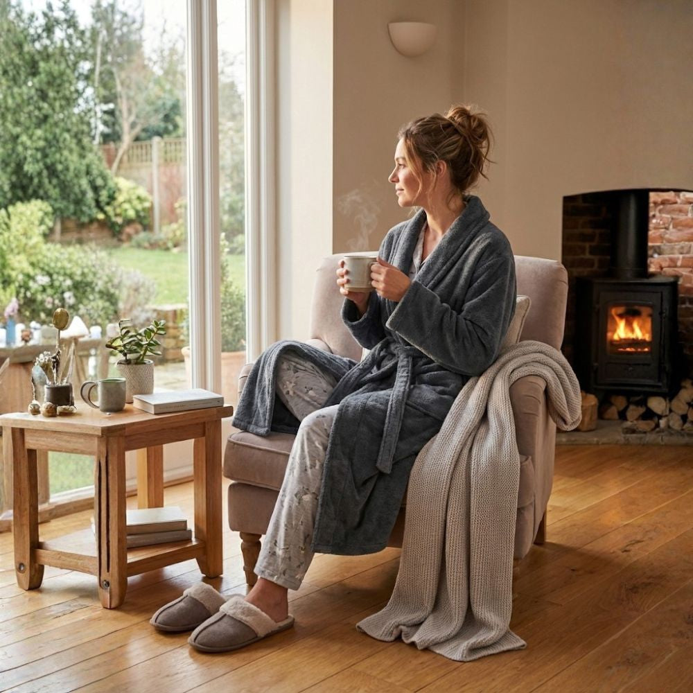 Luxury Adult Velour Bathrobe Gray