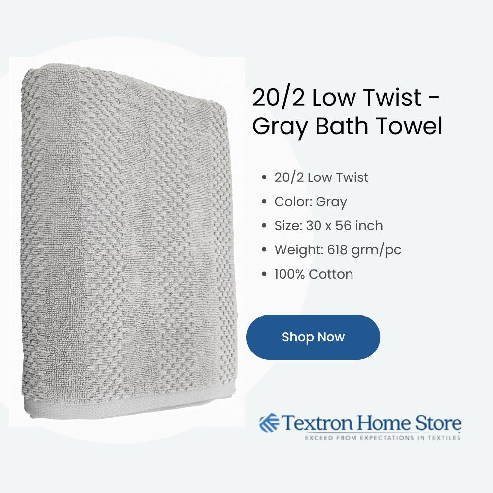 Luxury 20/2 Low Twist Gray Bath Towel