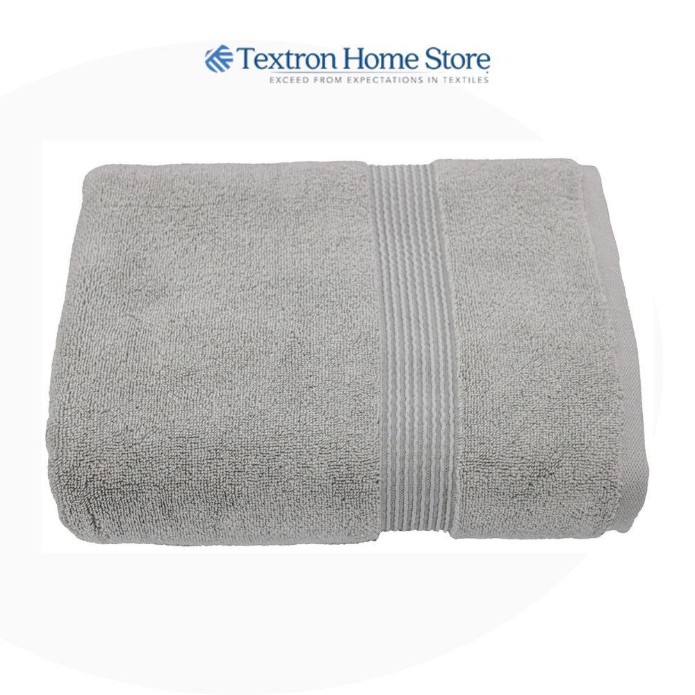 Premium Solid Border Bath Towel – Grey