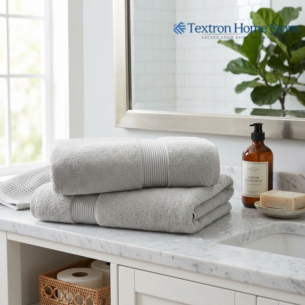 Premium Solid Border Bath Towel – Grey