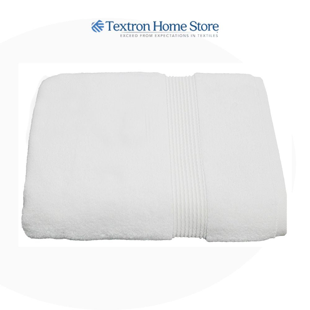 Premium Solid Border Bath Towel – White