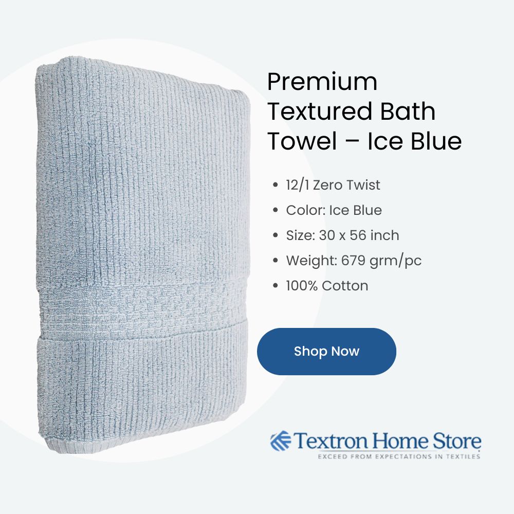 Premium Textured Bath Towel – Ice Blue