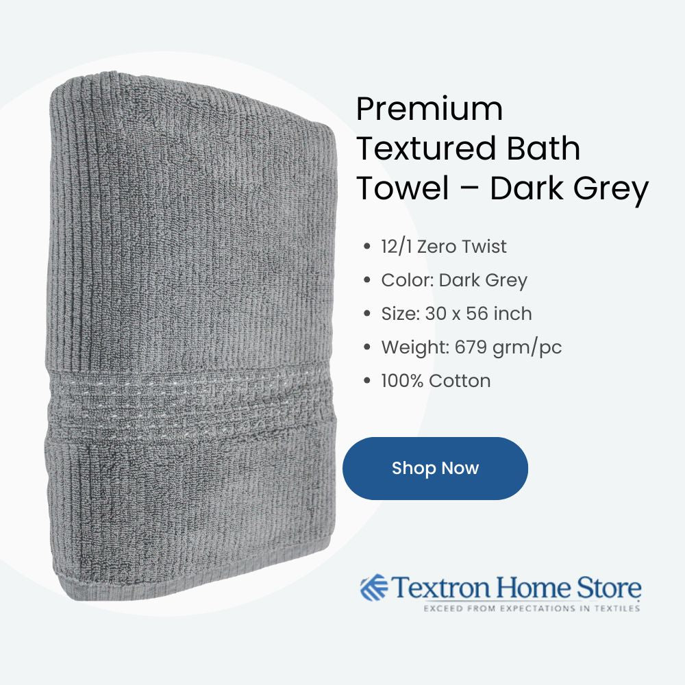 Premium Textured Bath Towel – Dark Grey