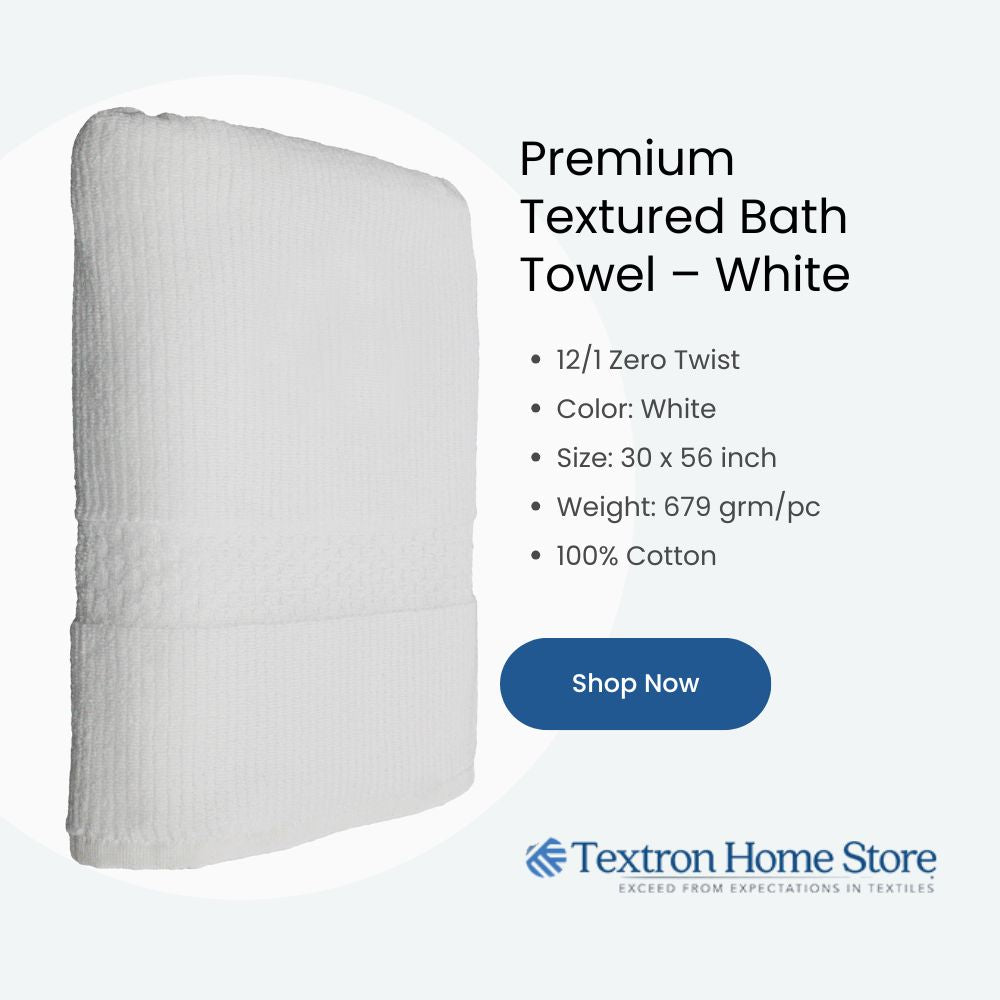 Premium Textured Bath Towel – White