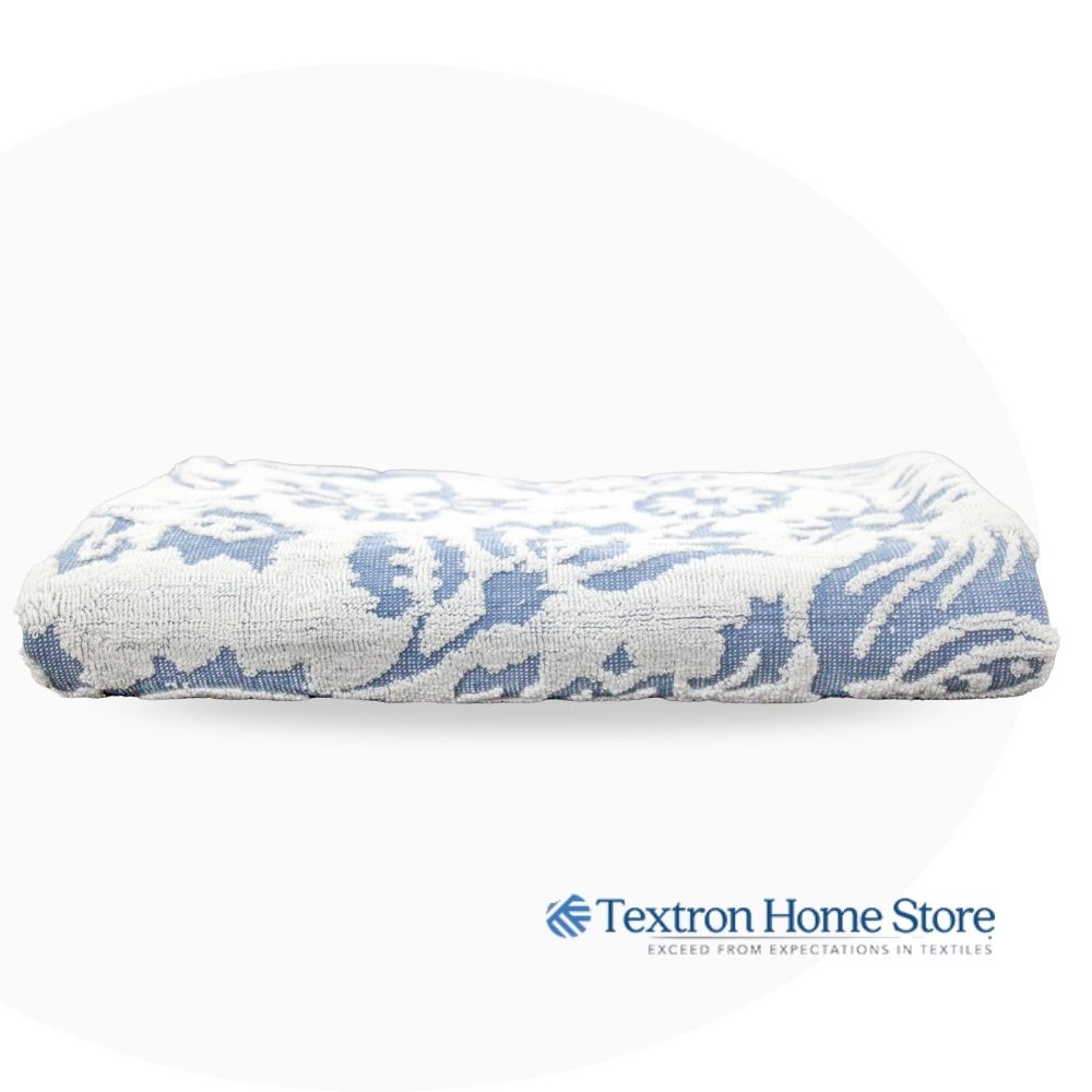 Bath Towel Floral Blue– Yarn Dyed Jacquard | 100% Cotton Double Ply Yarn
