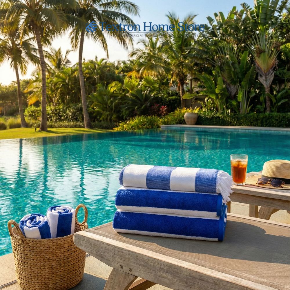 HAMMAN CABANA STRIPE FRINGES LUXURY POOL TOWEL