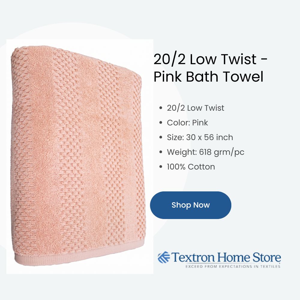 Luxury 20/2 Low Twist Pink Bath Towel