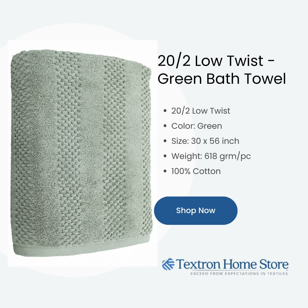 Luxury 20/2 Low Twist Green Bath Towel