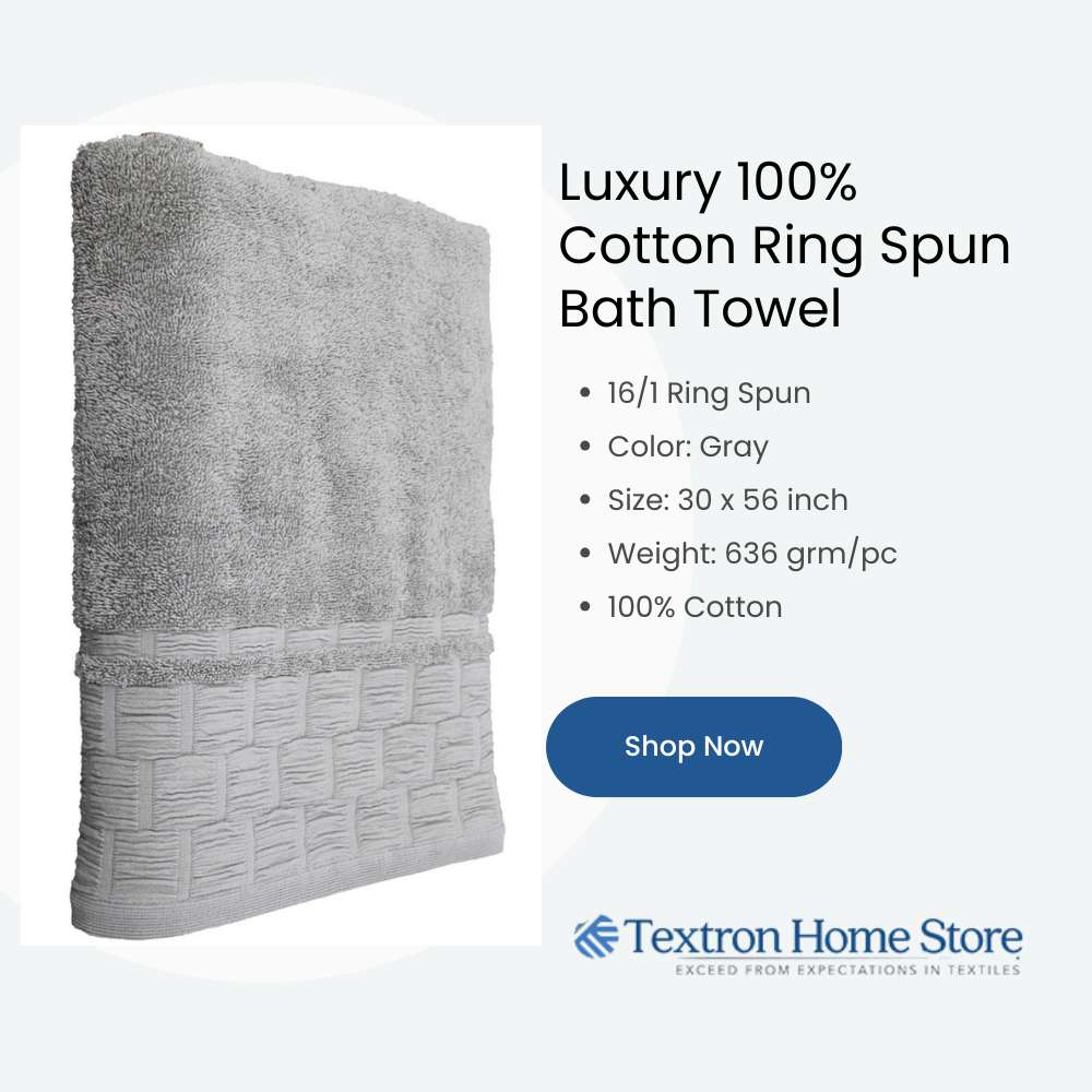 Luxury 100% Cotton Ring Spun Bath Towel Gray