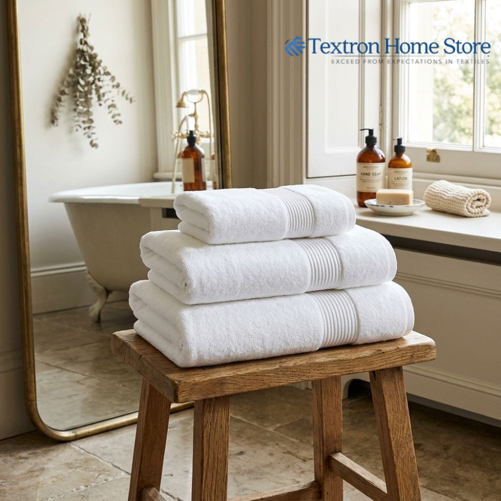 Premium Solid Border Bath Towel – White