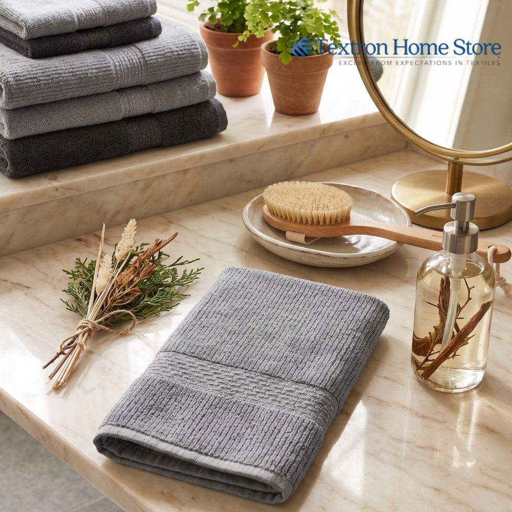 Premium Textured Bath Towel – Dark Grey