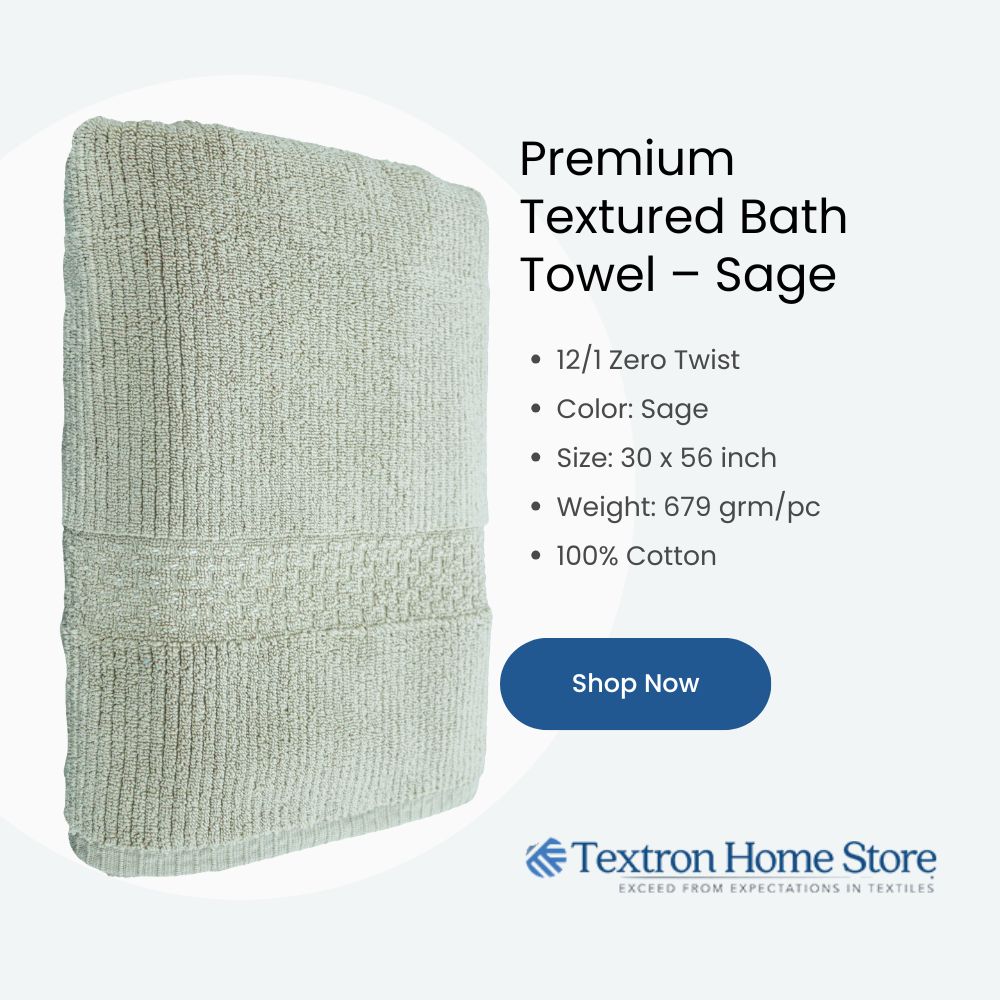 Premium Textured Bath Towel – Sage/Green