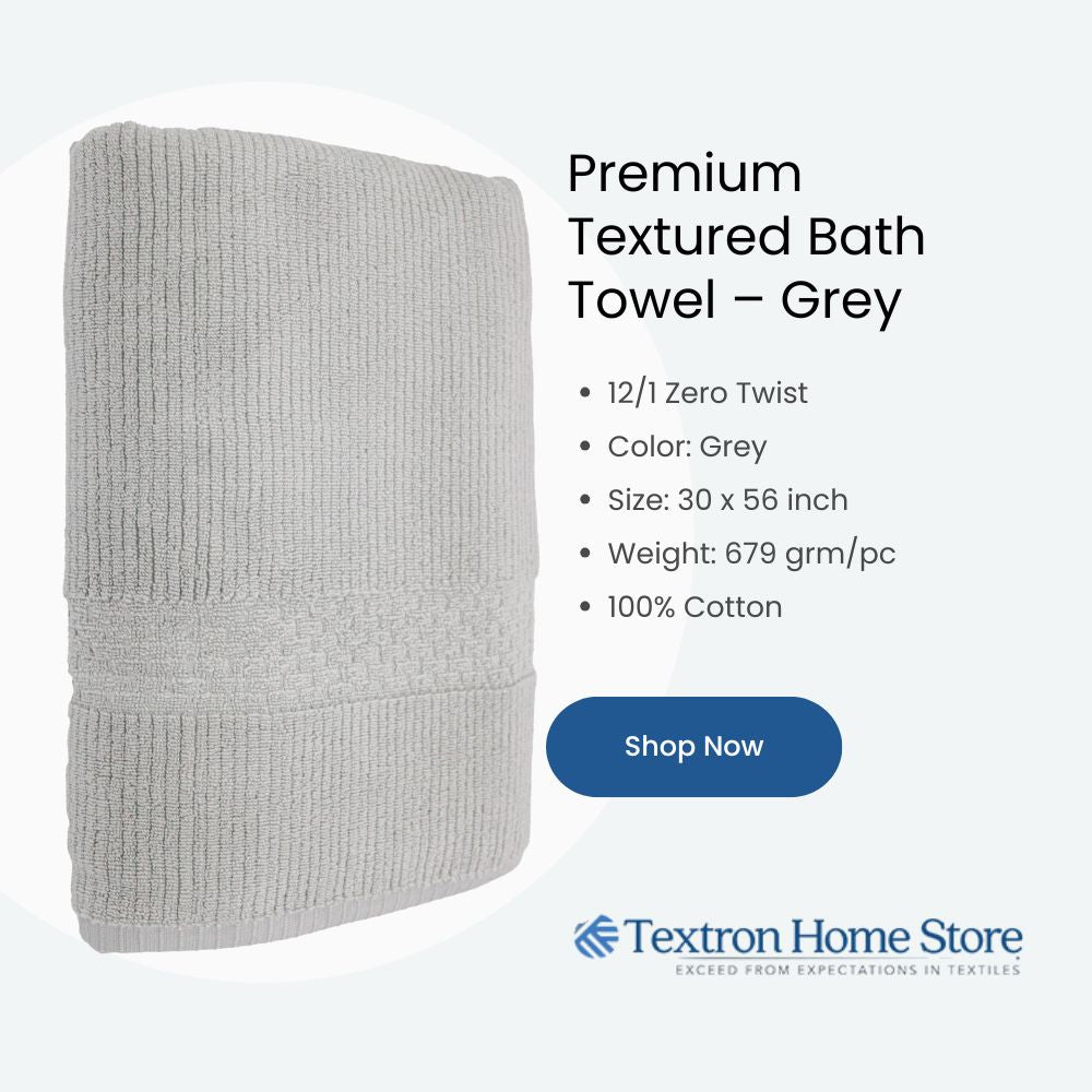 Premium Textured Bath Towel – Grey